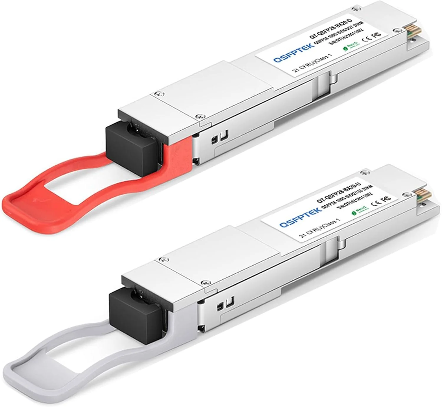 ماژول فرستنده و گیرنده QSFPTEK 100GBASE-BX20 BiDi QSFP28 20km DDM LC SMF سازگار با Cisco QSFP28-100G-BX20-D(1331nm-TX/1291nm-RX)/ QSFP28-100G-BX20-U(1291nm-TX/1331nm-RX)
