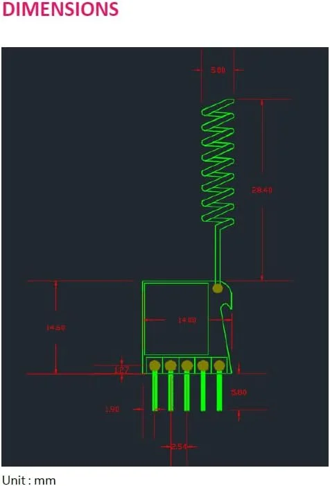 ماژول فرستنده و گیرنده آنتن LoRa® با رابط UART مدل RYLR498 فرکانس 426/433/470 مگاهرتز