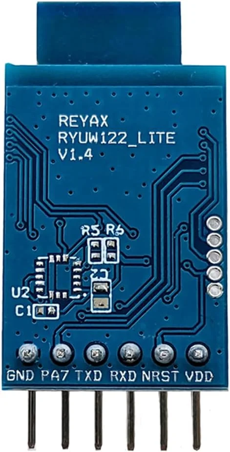 ماژول فرستنده و گیرنده آنتن UWB مدل REYAX RYUW122_Lite با رابط UART، فرکانس 6.5 گیگاهرتز و 8 گیگاهرتز، برد ارزیابی Lite، اندازه گیری فاصله، موقعیت یابی 2D / 3D.