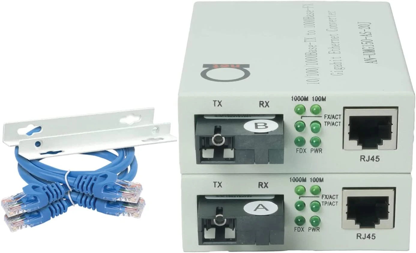 مبدل رسانه گیگابیتی تک حالته SC WDM تک فیبر - ماژول فیبر داخلی 20 کیلومتر - به UTP Cat5e Cat6 10 100 1000 RJ-45 - حسگر خودکار سرعت گیگابیت یا اترنت سریع - 1 جفت