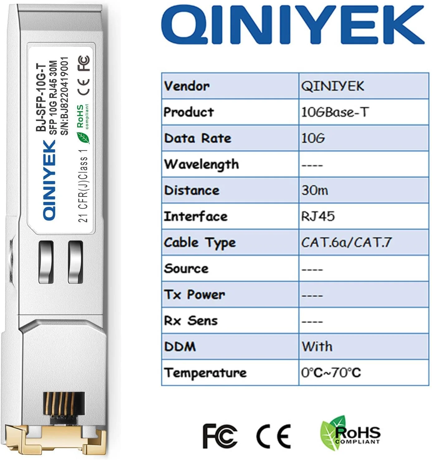[بسته 10 عددی] فرستنده و گیرنده 1.25/2.5/5/10G SFP+ به RJ45، ماژول اترنت مسی 10Gbase-T SFP+ برای سیسکو SFP-10G-T-S، میکروتیک S+RJ10، یوبیکیوتی UF-RJ45-10G، نت گیر، تی پی-لینک، فورتی نت (CAT.6a/CAT7، 30 متر)