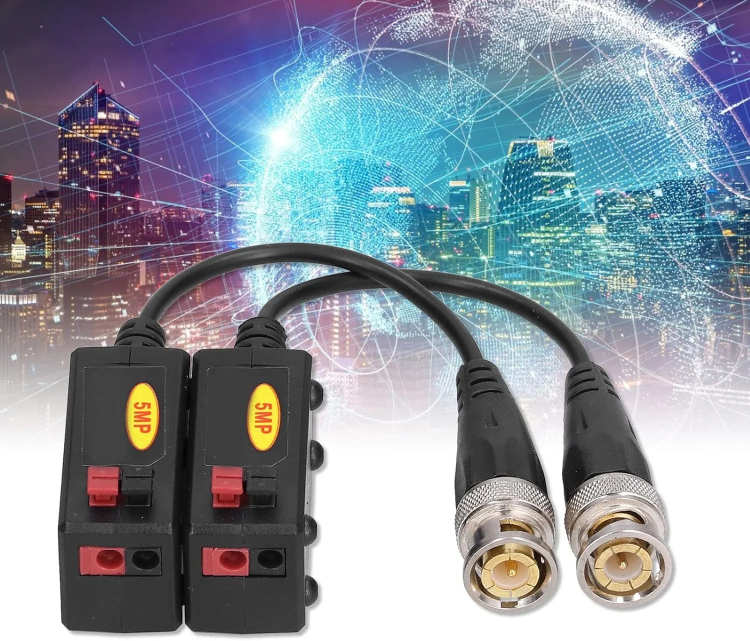 آداپتور بالون ویدئویی دو عددی، فرستنده و گیرنده UTP تک پورت HD اترنت روی کواکسیال برای سیستم نظارت انتقال ویدئو، پشتیبانی از NTSC، PAL، SECAM