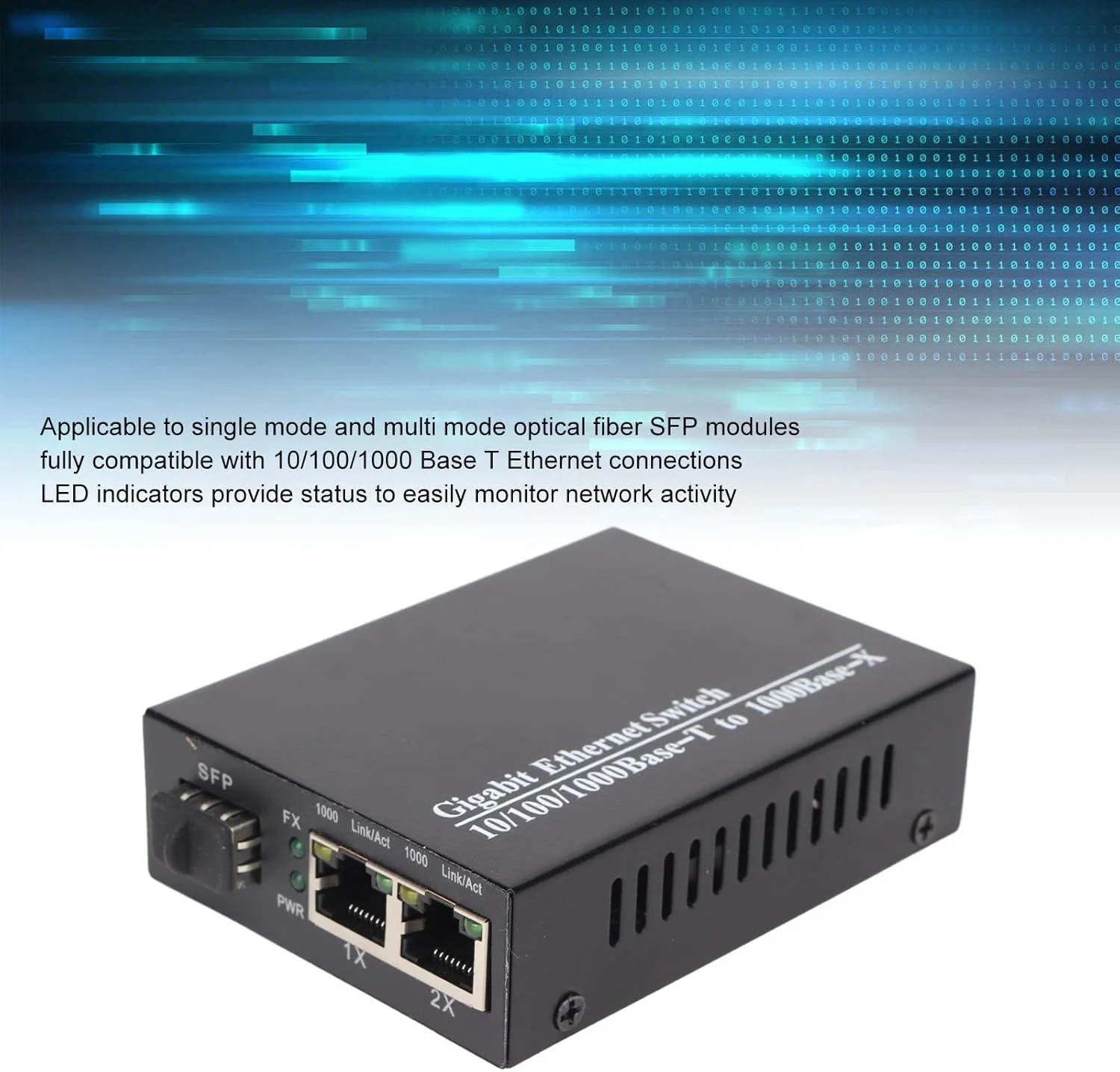 فرستنده و گیرنده فیبر نوری، مبدل رسانه نوری سازگار چند منظوره، نشانگر LED، انتقال از 0 تا 120 کیلومتر در مسافت طولانی، مذاکره پورت RJ45