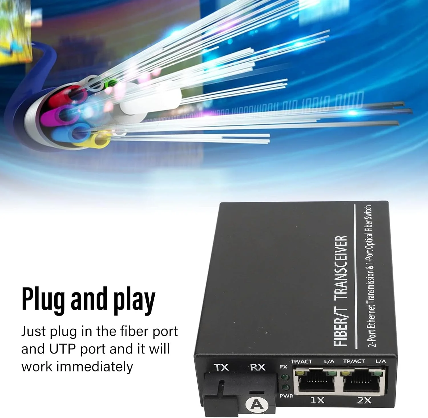 فرستنده و گیرنده فیبر نوری، تک فیبر Tx1310nm/Rx1550nm، پورت RJ45 تک حالته، پورت RJ45 CAT5E CAT6 اترنت 10M/100M/1000Mbps