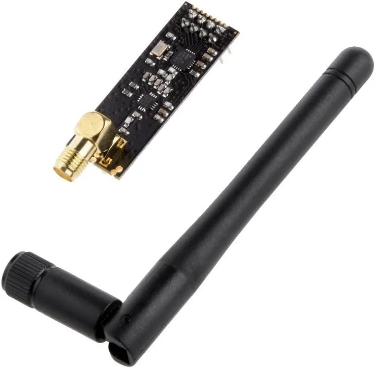 ماژول فرستنده و گیرنده بی سیم Nrf 24l01+pa+lna با آنتن SMA، برد 1100 متر