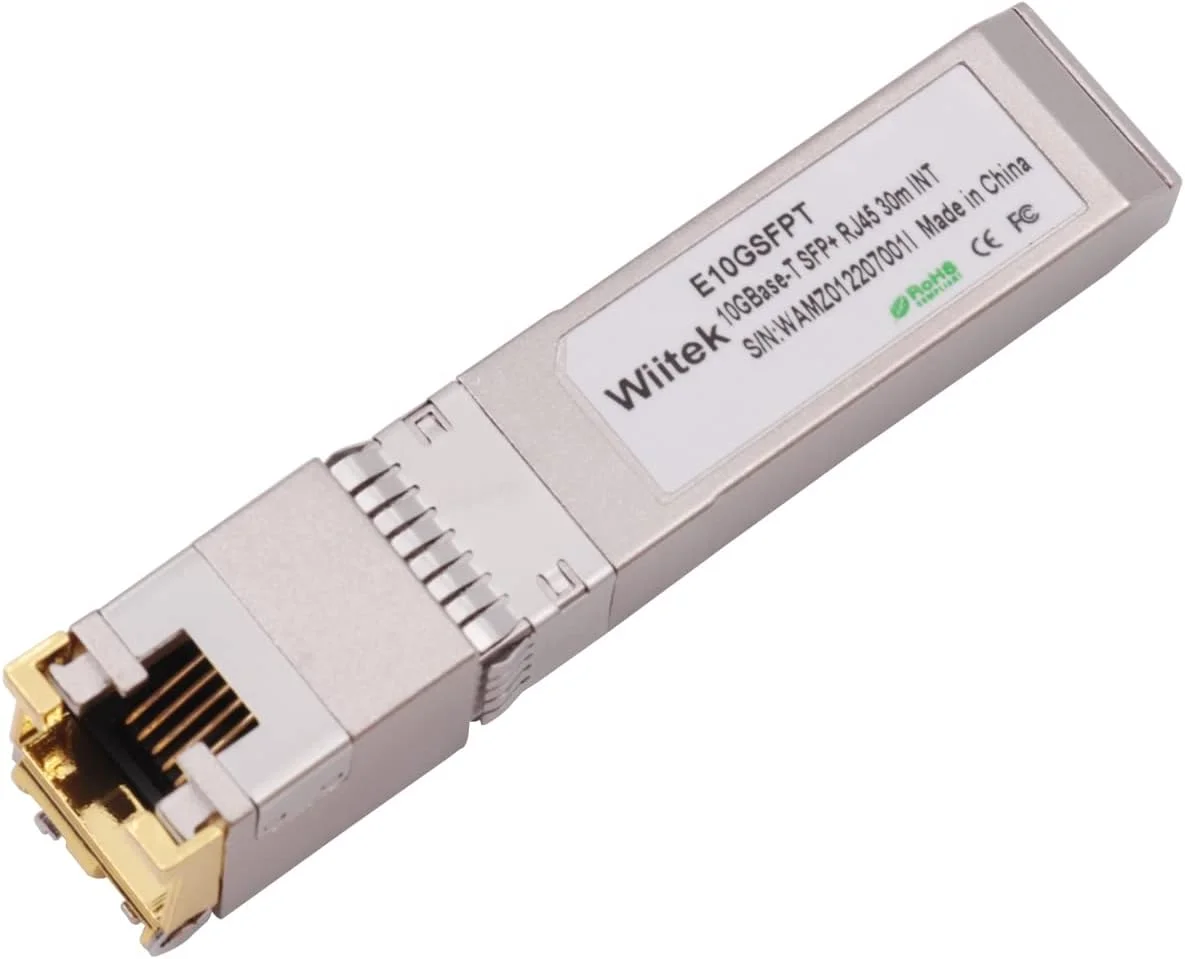 ماژول‌های مسی SFP+ به RJ45 Wiitek، فرستنده و گیرنده 10GBase-T سازگار با Intel E10GSFPT (Cat 6a/7 یا بهتر، 30 متر)