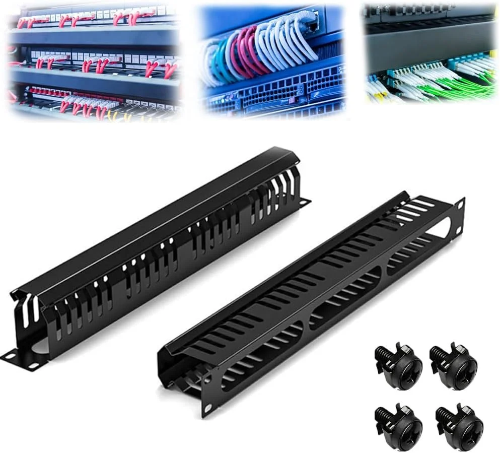 نگهدارنده فلزی کابل سرور شبکه، براکت سنگین برای مدیریت کابل با پیچ، یک رک افقی فلزی کامل برای ذخیره کابل، مناسب برای کابل های شبکه/کامپیوتر/تلویزیون
