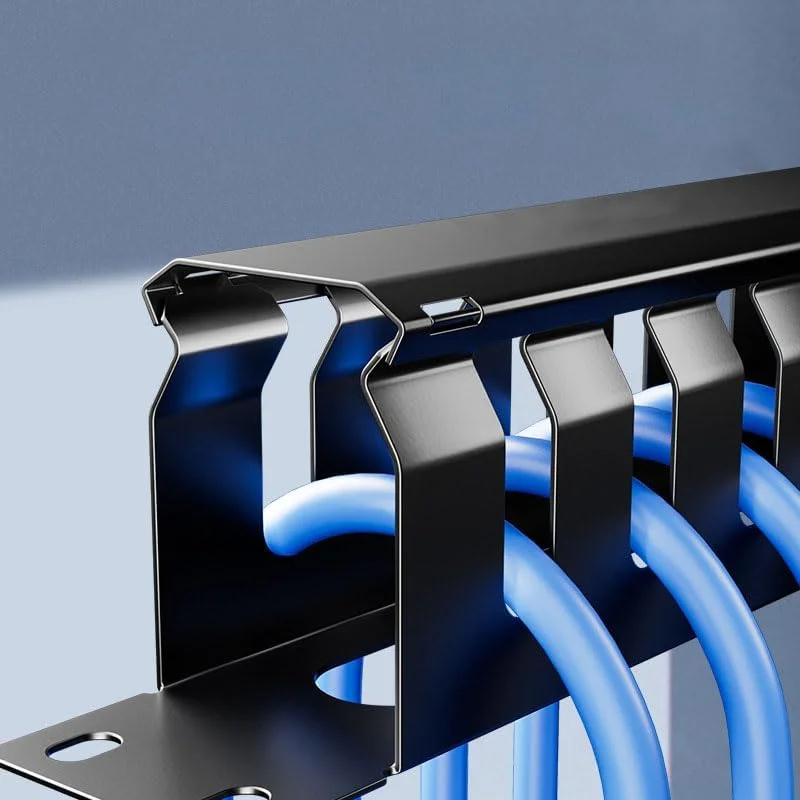نگهدارنده فلزی کابل سرور شبکه، براکت سنگین برای مدیریت کابل با پیچ، یک رک افقی فلزی کامل برای ذخیره کابل، مناسب برای کابل های شبکه/کامپیوتر/تلویزیون