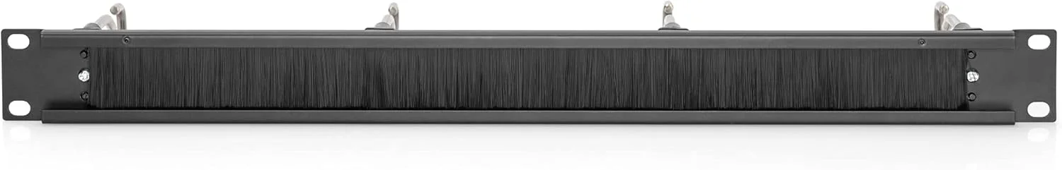 پنل مدیریت کابل 1U با برس، 4 حلقه فولادی 40x75 میلی متر، مشکی (RAL 9005)