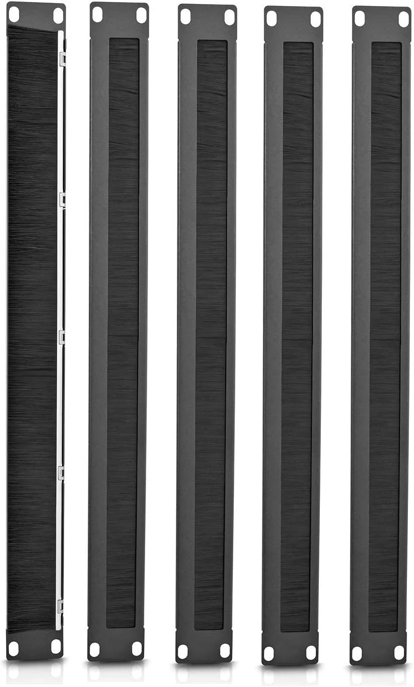 پنل مدیریت کابل افقی 1U DKURVE با برس ورودی کابل برای رک 19 اینچی، مشکی (5 عدد)