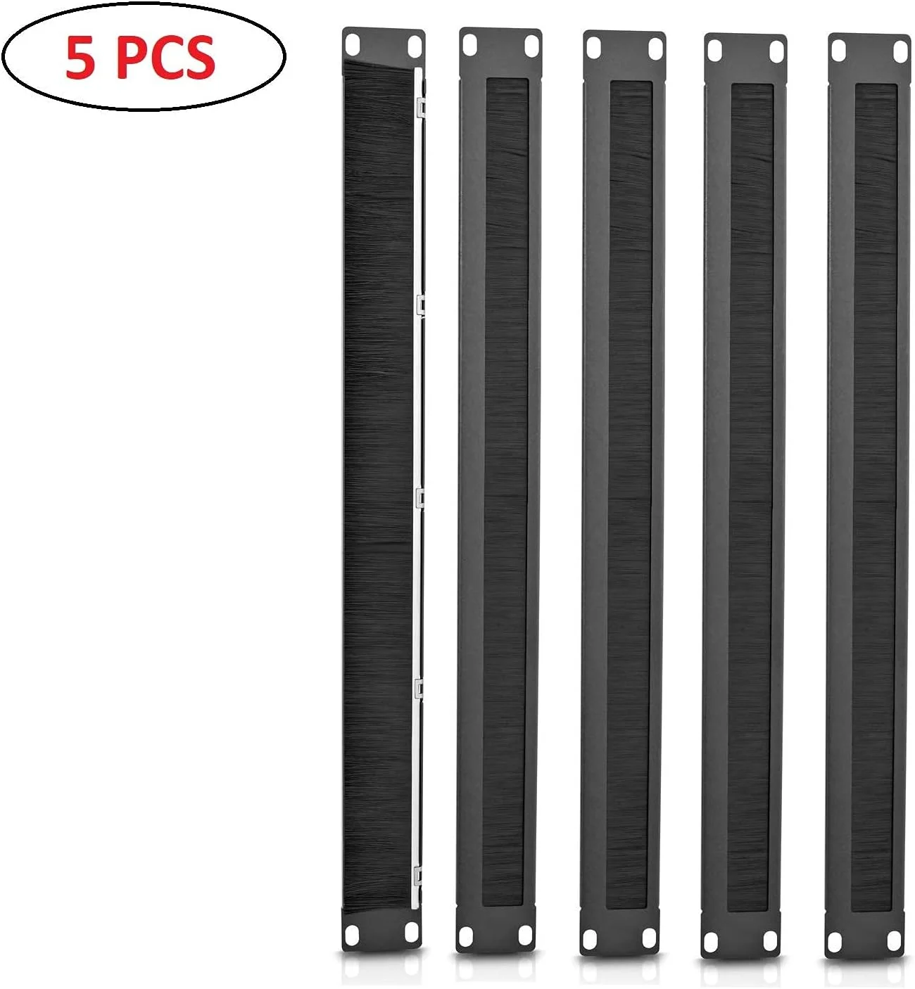 پنل مدیریت کابل افقی 1U DKURVE با برس ورودی کابل برای رک 19 اینچی، مشکی (5 عدد)