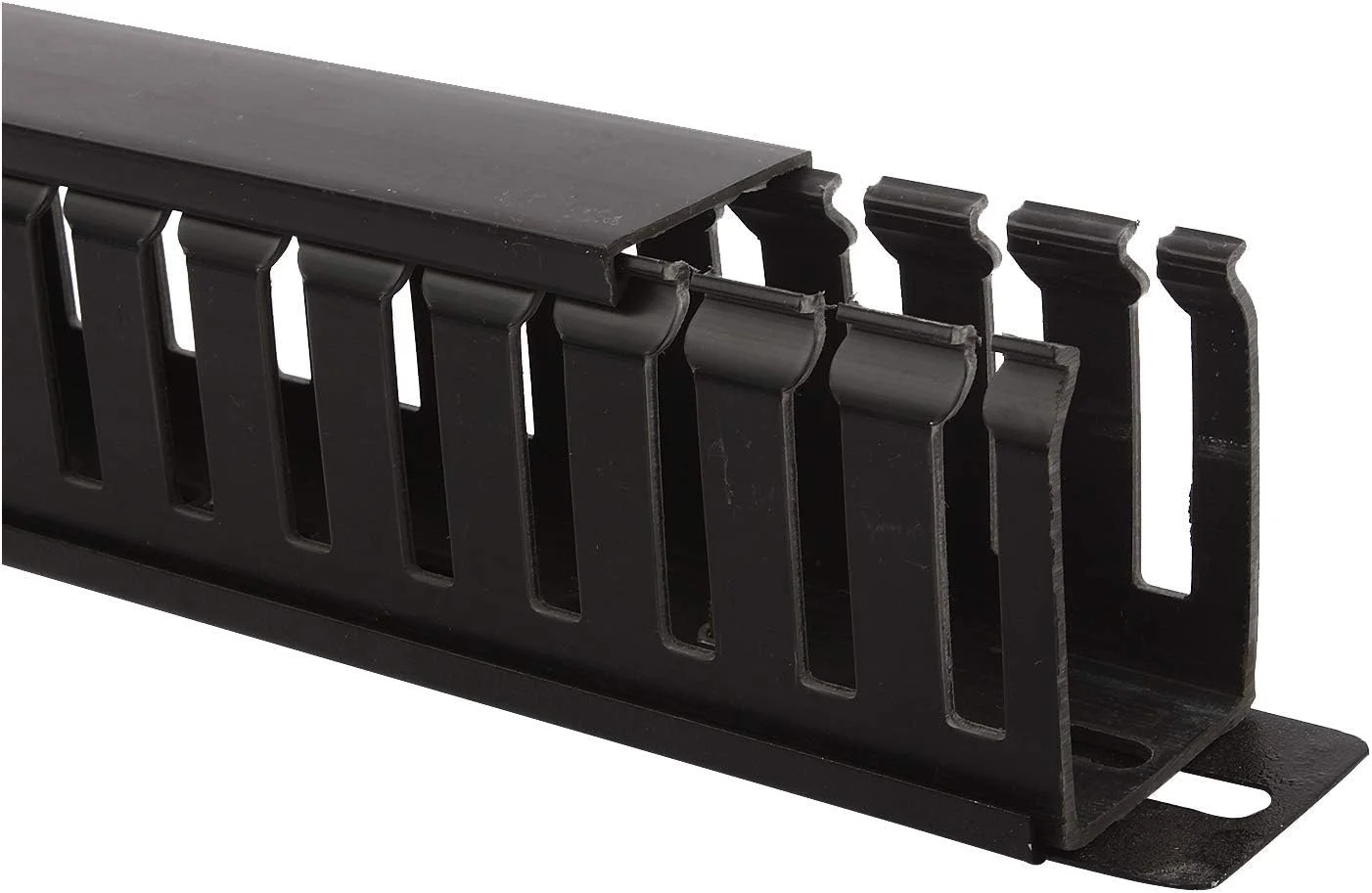 مدیریت کابل افقی رک 1U 19 اینچی DKURVE® با 24 شیار فلزی، سازمان دهنده سیم با پوشش و پیچ های نصب برای رک سرور، مشکی (تک بسته)