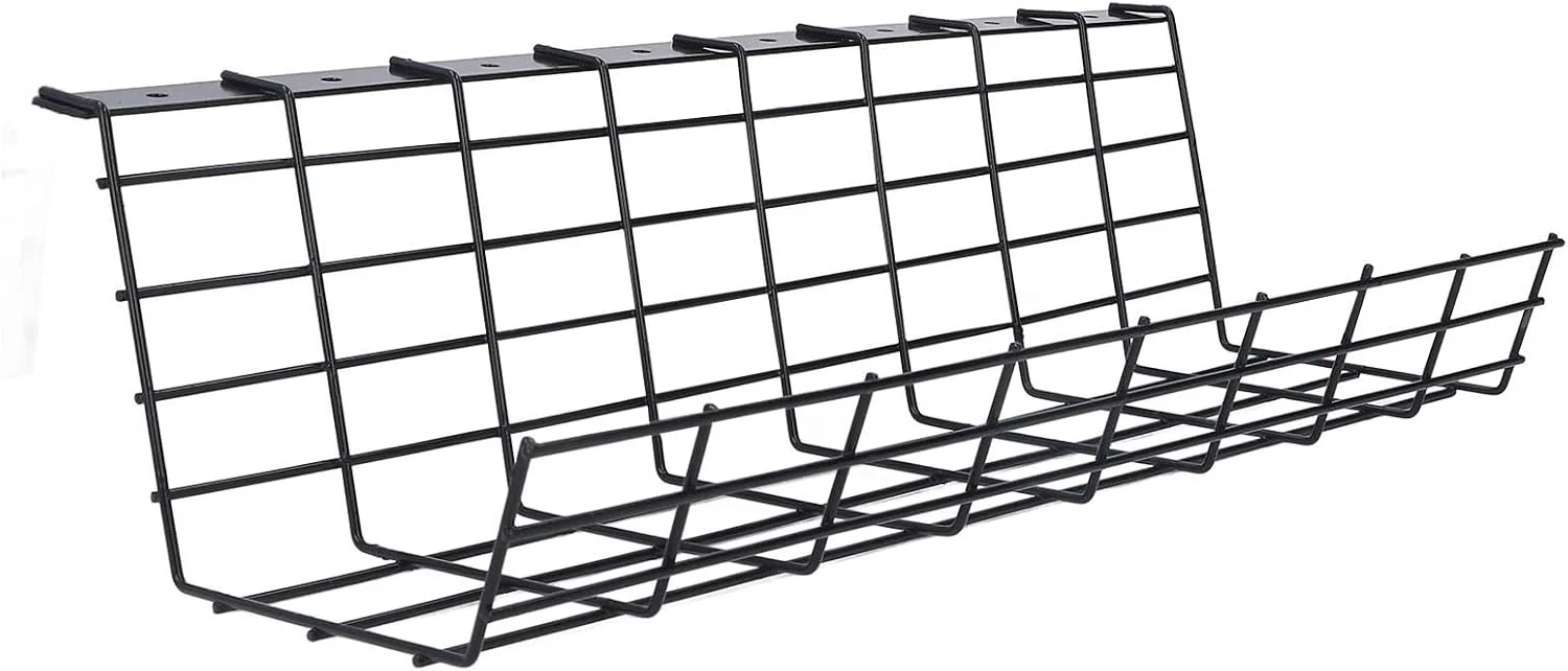 سینی مدیریت کابل زیر میز Haofy، سازمان دهنده کابل چند منظوره با پوشش برای دفتر کار خانگی، قفسه مدیریت میز ایستاده