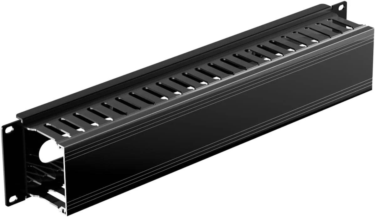 داکت مدیریت کابل افقی 19 اینچی IOGEAR 2U با پوشش و پیچ های نصب، سازمان دهنده سیم داکت انگشتی شکاف دار برای رک و کابینت سرور/شبکه/تجهیزات GROHD2U