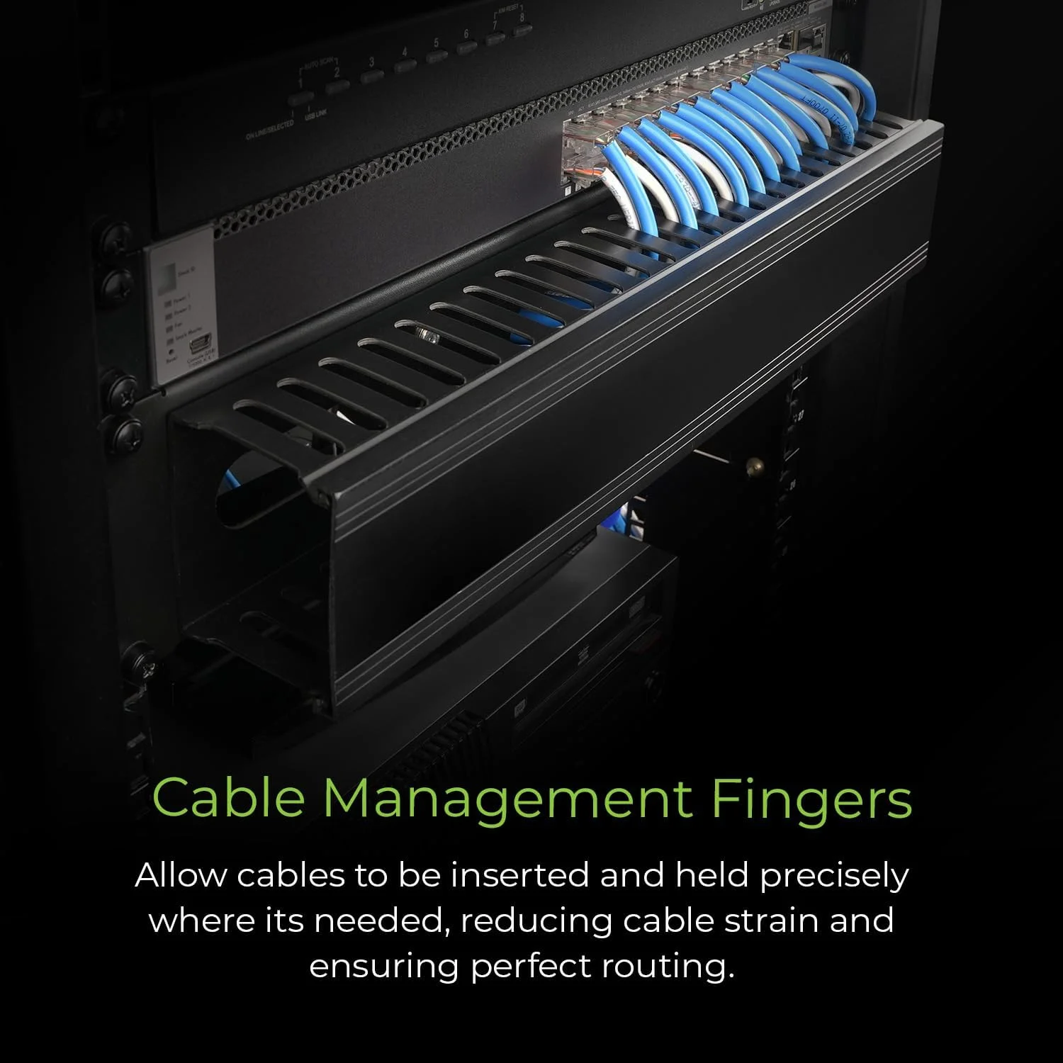 داکت مدیریت کابل افقی 19 اینچی IOGEAR 2U با پوشش و پیچ های نصب، سازمان دهنده سیم داکت انگشتی شکاف دار برای رک و کابینت سرور/شبکه/تجهیزات GROHD2U