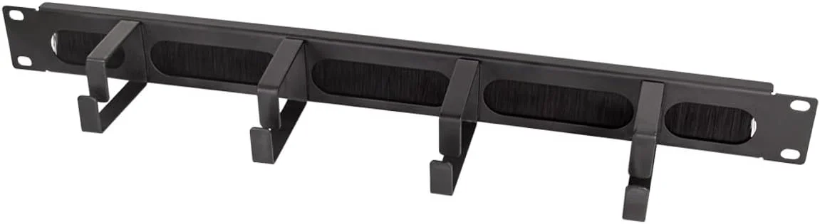 پنل مدیریت کابل حرفه ای LogiLink OR106B - 19 اینچ با 4 براکت فولادی و نوار برس، مشکی