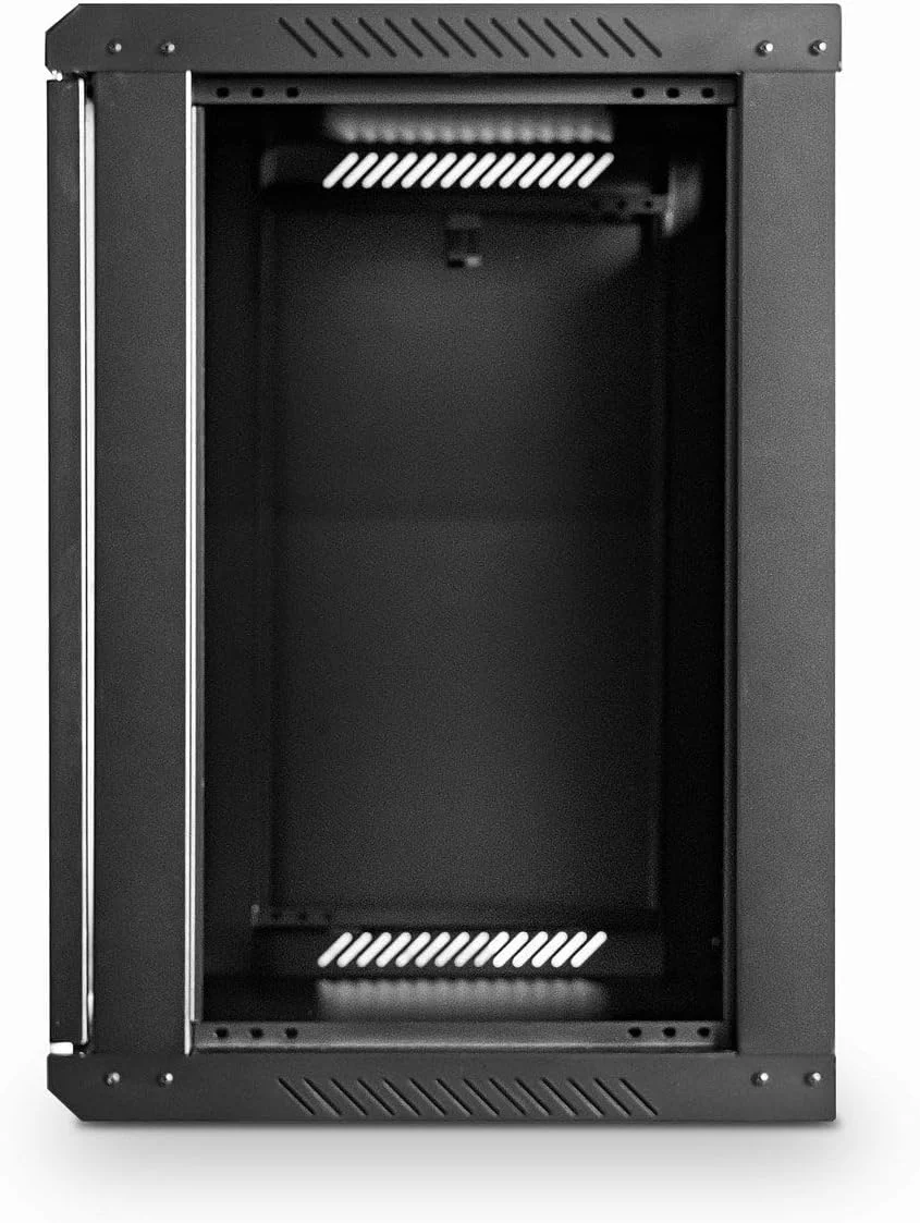 محفظه رک دیواری 12 یونیت LMS Data، رک 19 اینچی، کابینت 19 اینچی، شامل پروفایل های جلو/عقب، رک شبکه و صوتی، تجهیزات شبکه فولادی قوی با مدیریت کابل و قفل.