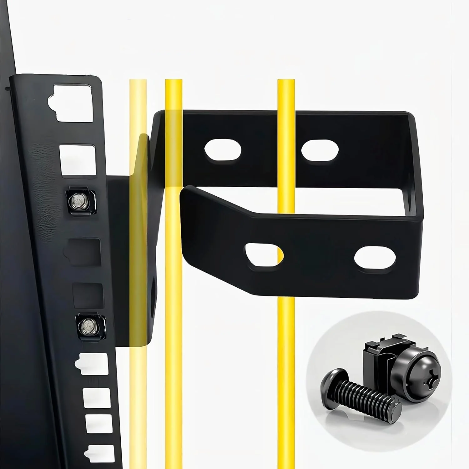 دو عدد مدیریت کابل رک مونت با پیچ، قلاب کابل رک سرور، سازمان دهنده سیم رک، سازمان دهنده کابل، لوازم جانبی رک سرور عمودی برای کابل های شبکه فیبر نوری (بزرگ (2 عدد))