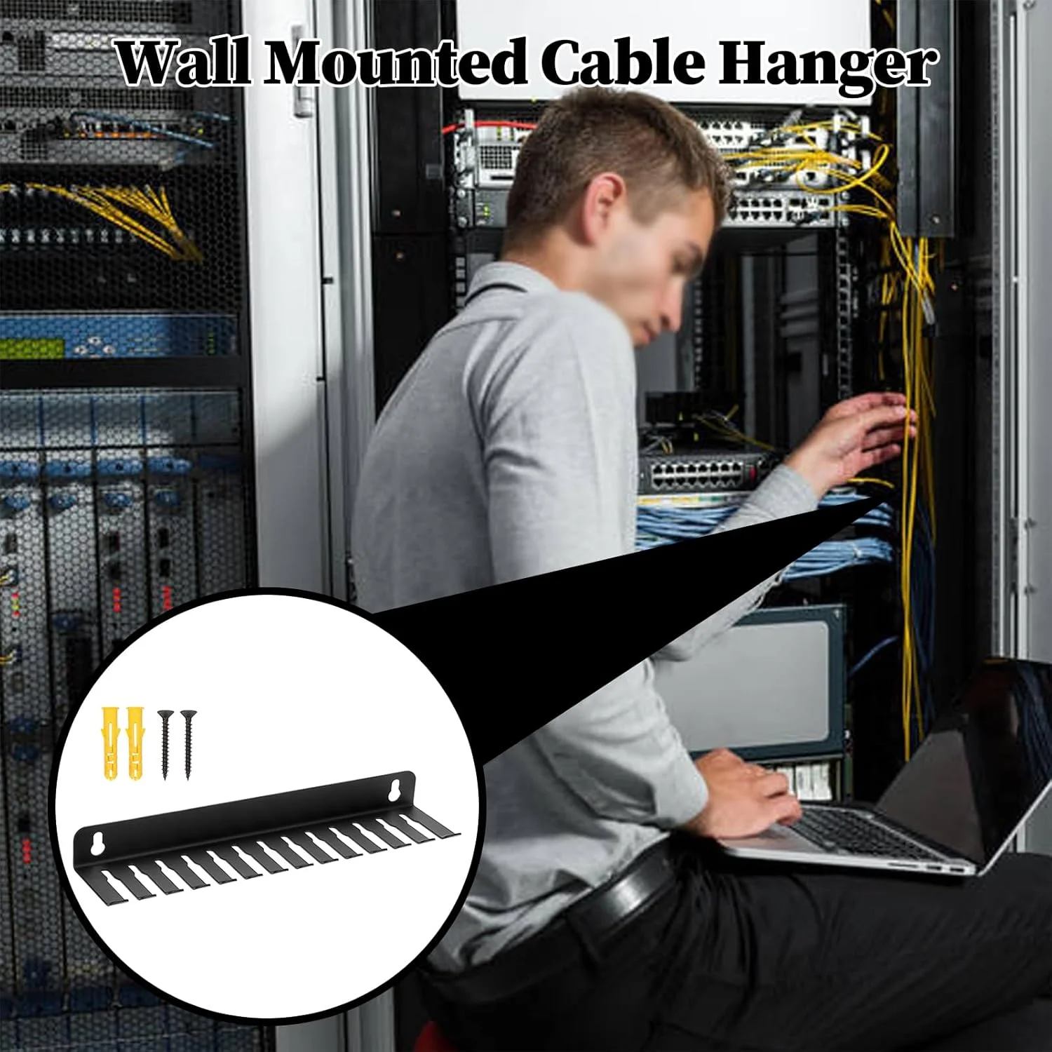 نگهدارنده کابل | رک 13 شیاره فولادی سازمان دهنده کابل دیتا برای دیوار | قفسه ذخیره سازی کابل صرفه جویی در فضا برای استودیوها، اتاق سرور، میزها، خانه ها، میز کار و اتاق های کامپیوتر