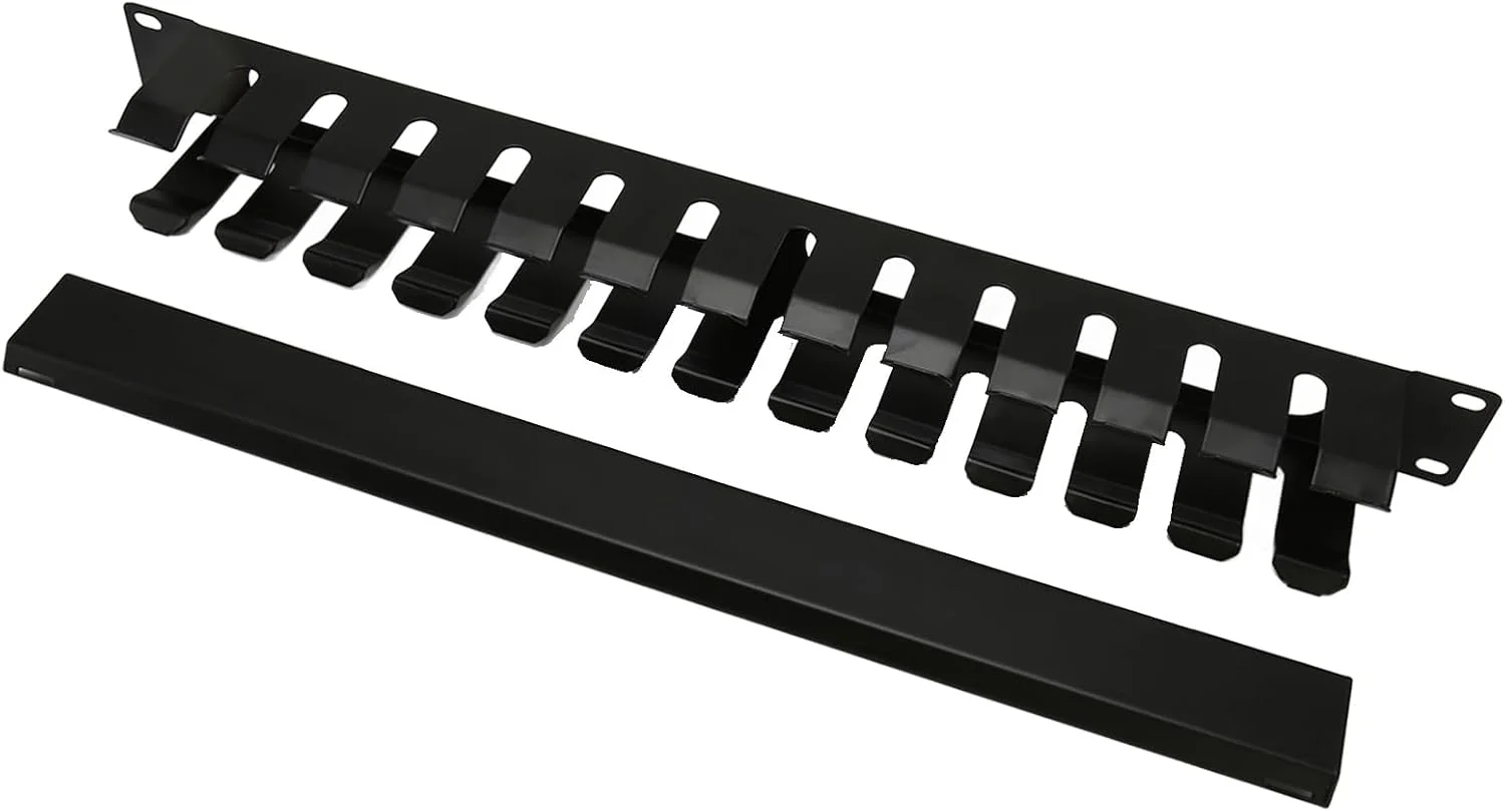 مدیریت کابل رک سرور، مدیریت کابل زیر میز برای کابینت های استاندارد 19 اینچی، رک مونت 2U با 12 شکاف به همراه سینی کابل ضد گرد و غبار زیر میز برای واحد های تاور و مانیتورها