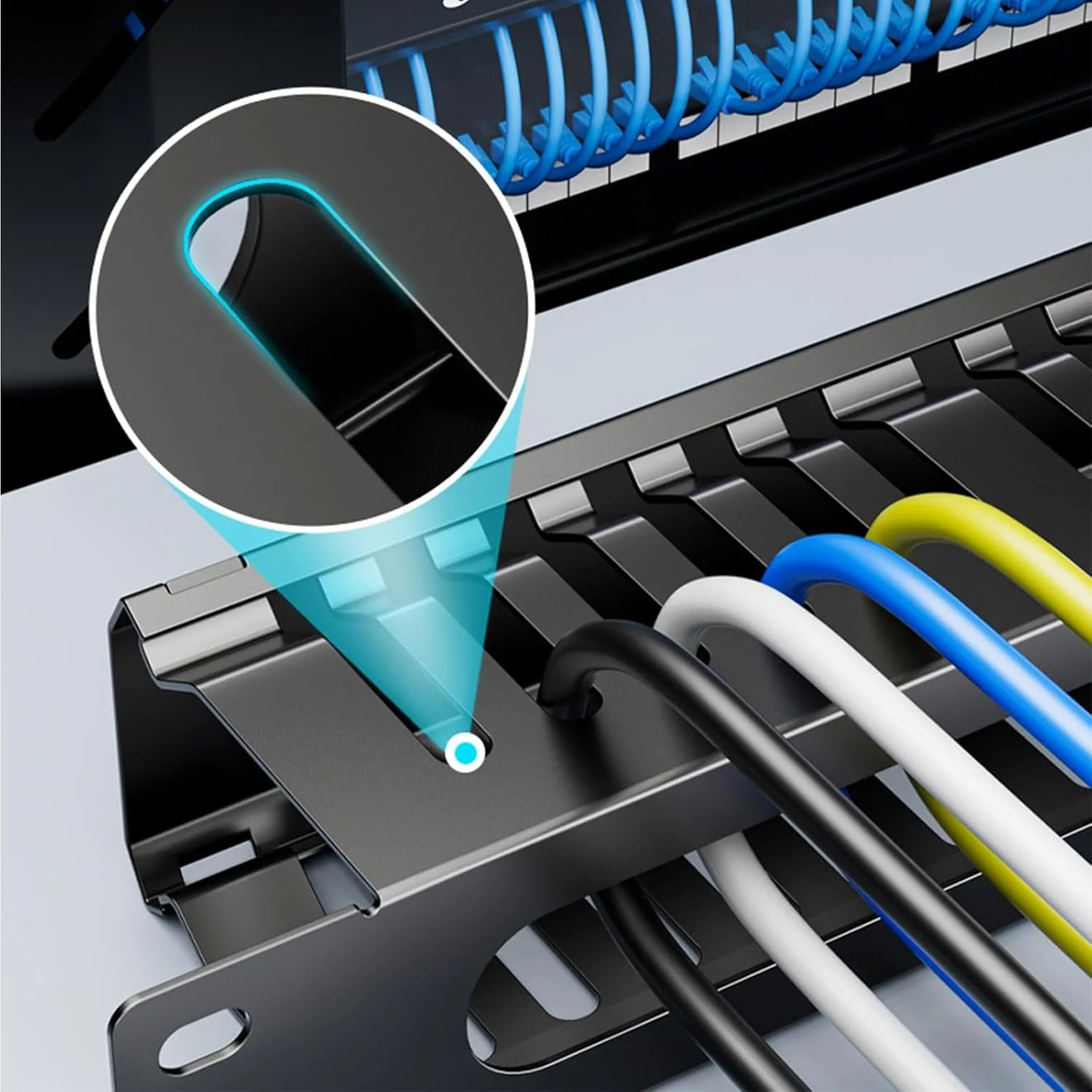 مدیریت کننده کابل رک مونت 1U ماژولار 19 اینچ 24 کانال 48 پورت فولاد نورد سرد لوازم جانبی اتاق سرور سازمان دهنده کابل اتاق سرور با دوام