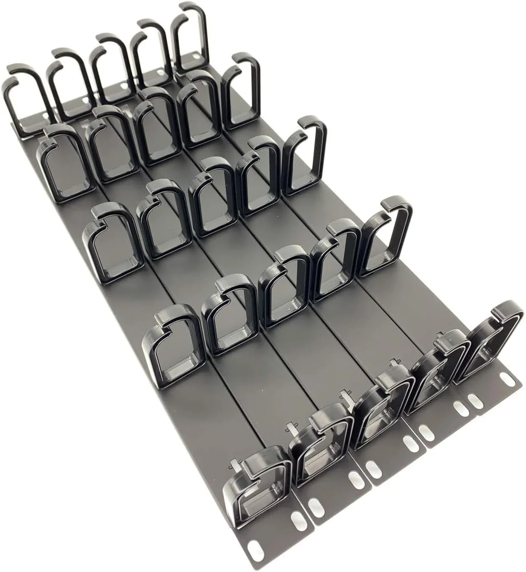 Metal Master MetalMaster.com.tw - بسته 5 عددی پنل مدیریت کابل رک سرور 1U 19 اینچی با قلاب های D-Ring - مدیریت سیم و کابل افقی یا عمودی 1U ساخت تایوان