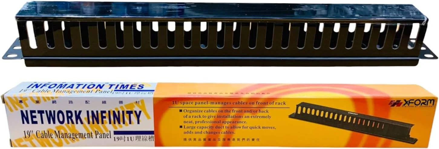 مدیریت کابل 1U 24 پورت XForm، نصب رک افقی داکت برای رک سرور 19 اینچی | مدیریت کابل پلاستیکی 24 پورت با پوشش بالایی قابل جابجایی