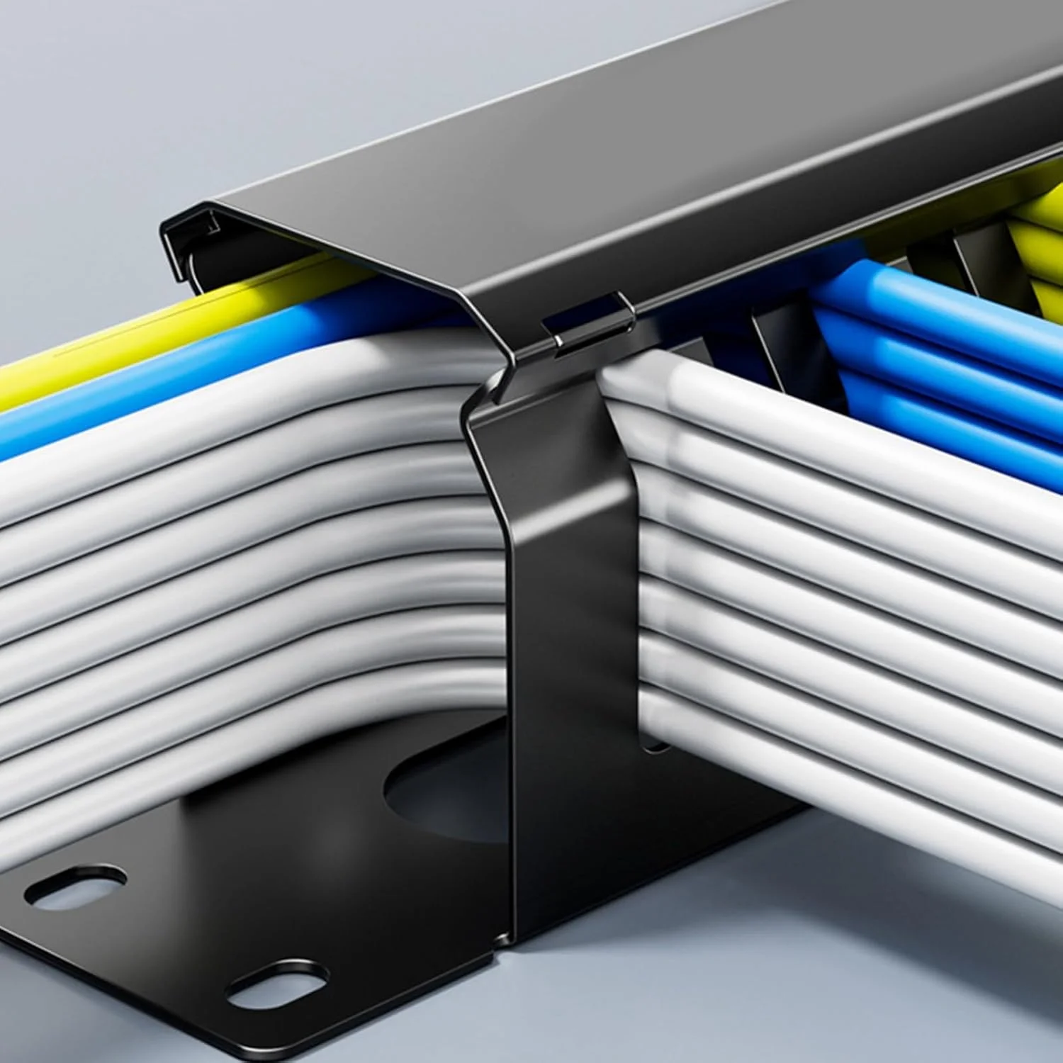 مدیریت کننده کابل رک مونت 1U ماژولار 19 اینچ 24 کانال 48 پورت فولاد نورد سرد لوازم جانبی اتاق سرور سازمان دهنده کابل اتاق سرور با دوام