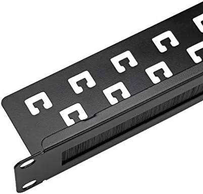 پنل مدیریت کابل رک Navepoint 1U با شیار برس مرتب برای ورود کابل برای رک یا کابینت 19 اینچی، مشکی