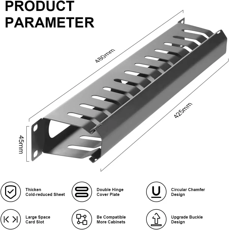مدیریت کابل رک سرور فلزی 1U 19 اینچی مشکی با پوشش و پیچ های نصب برای کابینت شبکه مدیریت کابل رک سرور فلزی 1U 19 اینچی مشکی با پوشش و پیچ های نصب برای کابینت شبکه