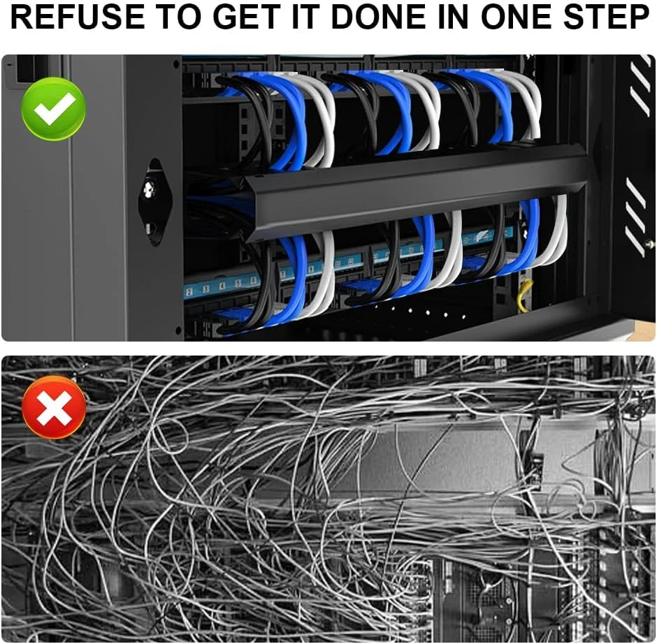 مدیریت کابل رک سرور فلزی 1U 19 اینچی مشکی با پوشش و پیچ های نصب برای کابینت شبکه مدیریت کابل رک سرور فلزی 1U 19 اینچی مشکی با پوشش و پیچ های نصب برای کابینت شبکه