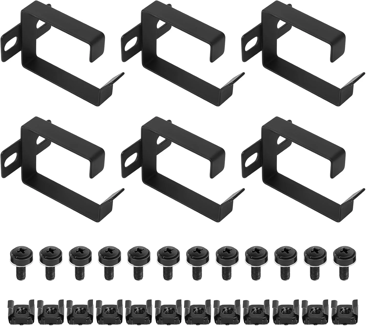 نگهدارنده کابل رک سرور عمودی qiwuhai، بسته 6 عددی، فولاد مشکی، نصب رک، سازگار با سرور و دستگاه شبکه