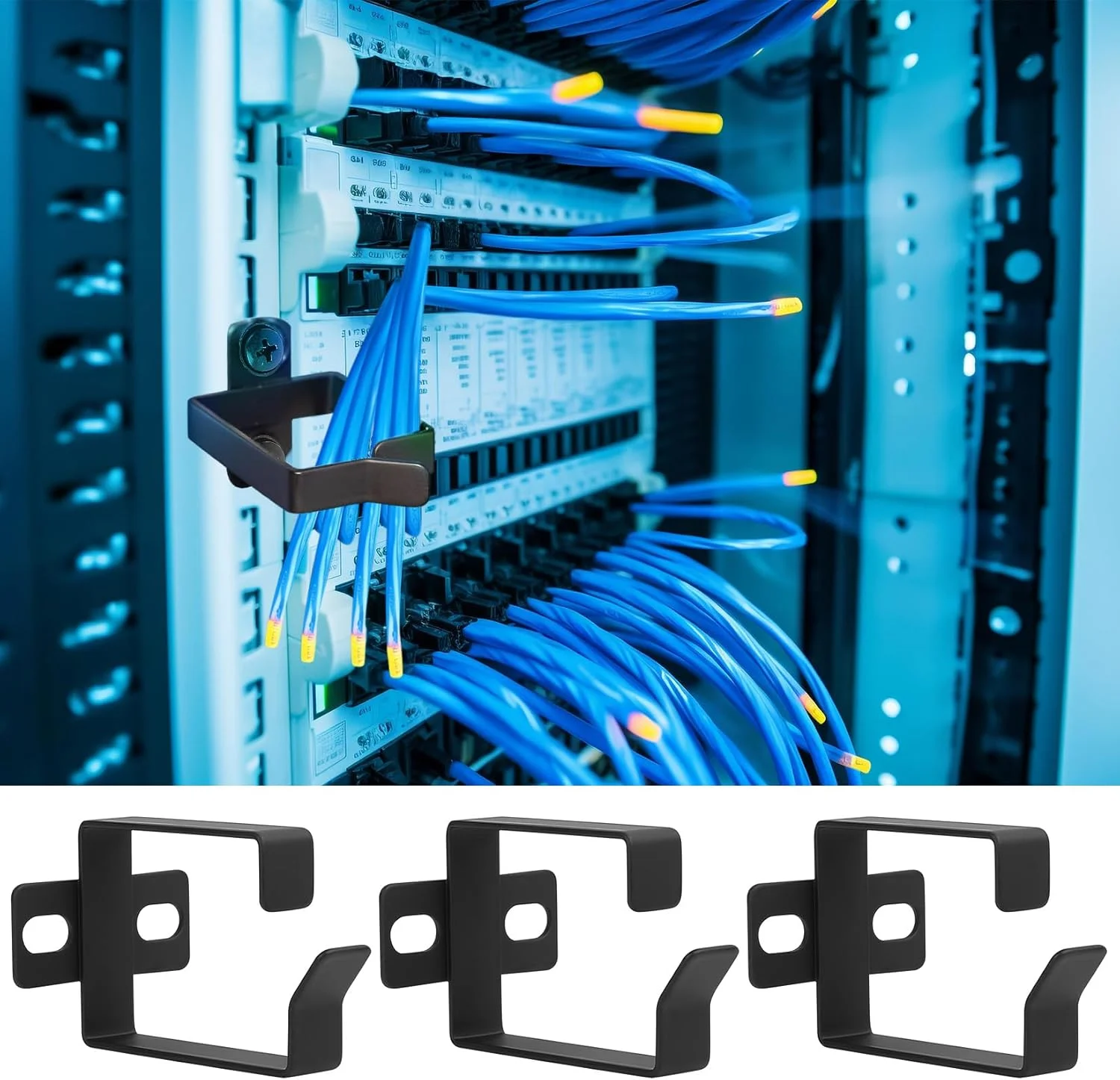 نگهدارنده کابل رک سرور عمودی qiwuhai، بسته 6 عددی، فولاد مشکی، نصب رک، سازگار با سرور و دستگاه شبکه نگهدارنده کابل رک سرور عمودی qiwuhai، بسته 6 عددی، فولاد مشکی، نصب رک، سازگار با سرور و دستگاه شبکه