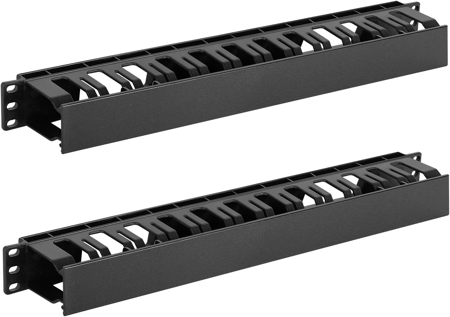 مدیریت کابل افقی رک سرور Tecmojo، بسته 2 عددی، عمق 2.6 اینچ، سازمان دهنده داکت سیم 12 شکافی، برای کابینت های صوتی/تصویری/داده/شبکه 19 اینچی