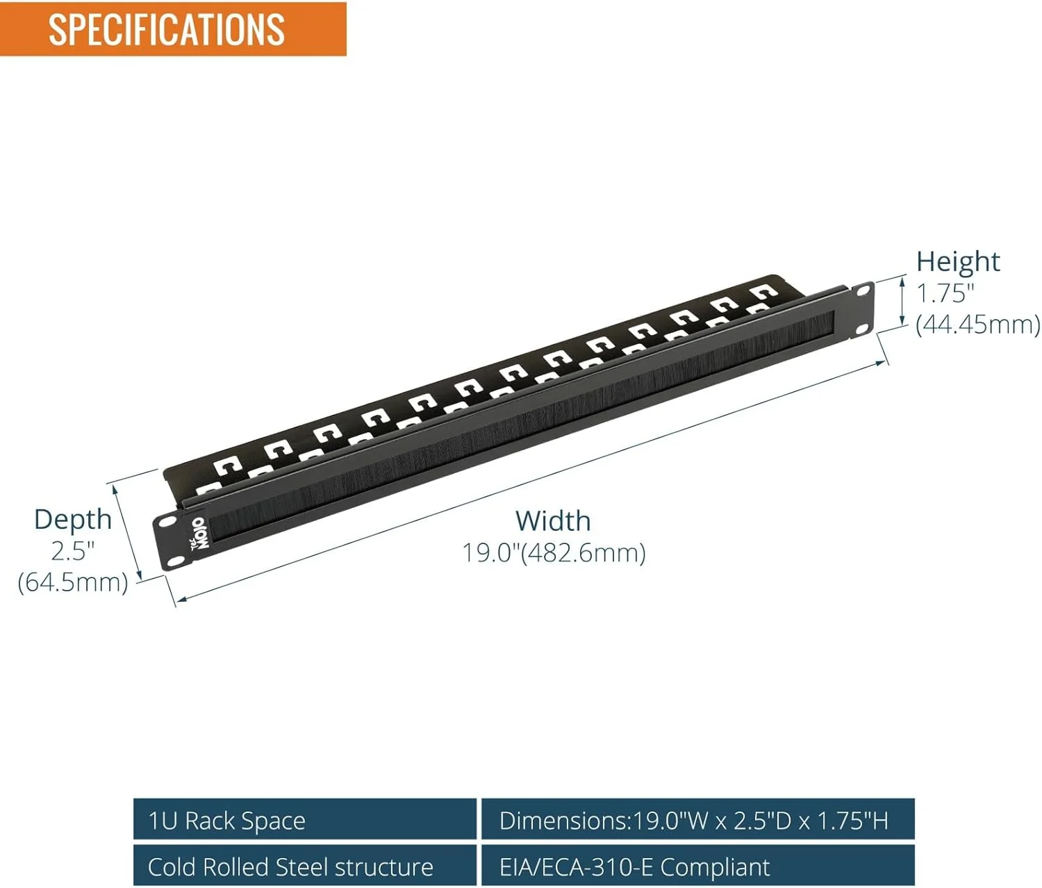 پنل مدیریت کابل رک مونت Tecmojo 1U با شیار برس مرتب، صفحه نوار برس 1U برای ورود و مدیریت کابل، برای رک شبکه/رک سرور/محفظه کابینت 19 اینچی، مشکی، فولاد آلیاژی