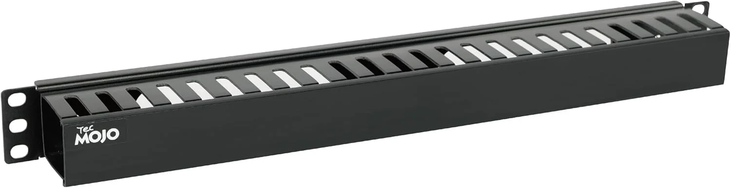 مدیریت کابل رک سرور 1U Tecmojo، مدیریت کابل افقی پلاستیکی با پوشش، مدیریت کابل شبکه برای رک 19 اینچی AV/IT/Data/Audio، سازمان دهنده داکت سیم 24 شکاف