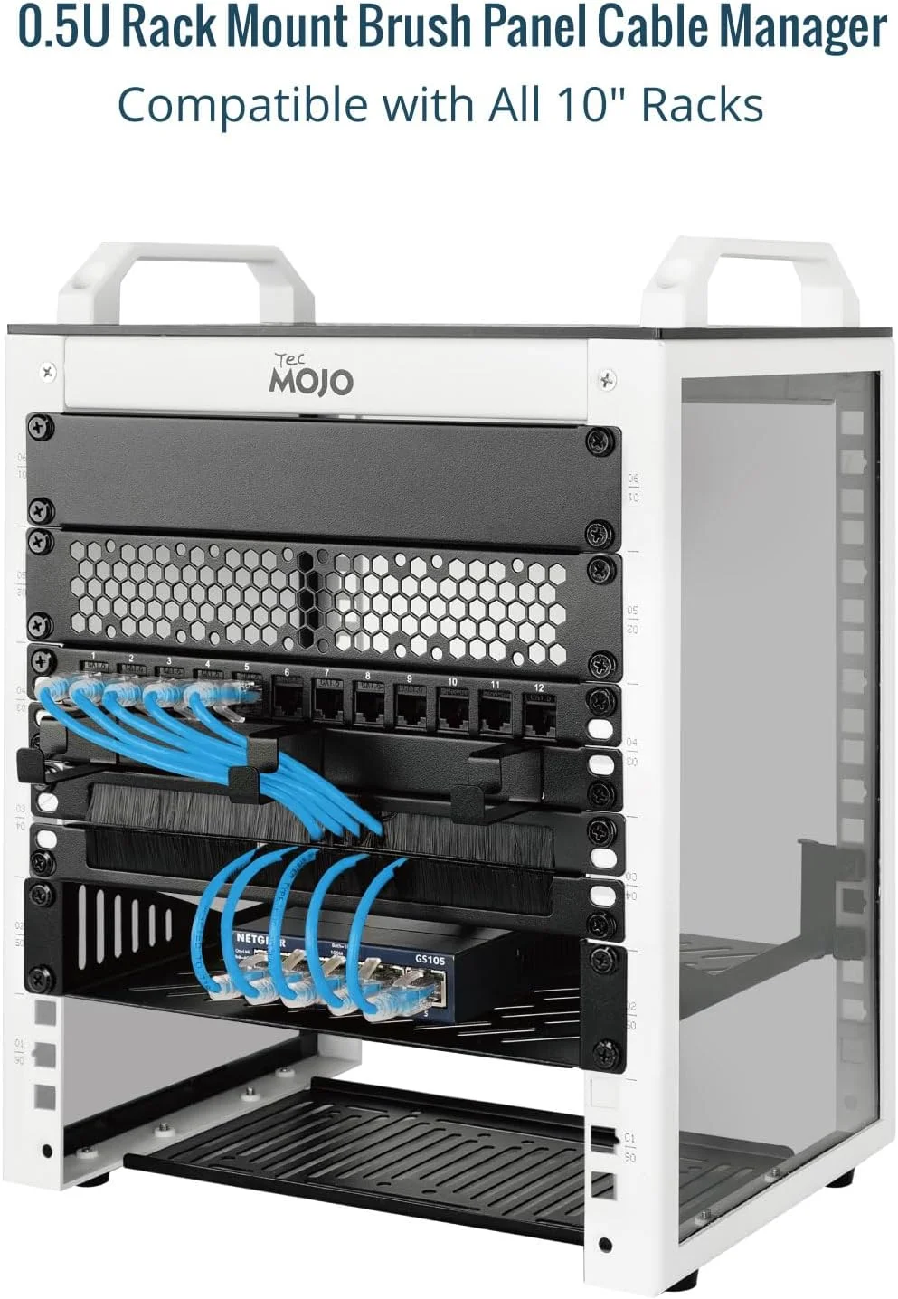 پنل مدیریت کابل برس دار Tecmojo 0.5U برای رک سرور 10 اینچی، سازمان دهنده کابل نصب شده در رک برای کابینت شبکه، مشکی (بسته 2 عددی) پنل مدیریت کابل برس دار Tecmojo 0.5U برای رک سرور 10 اینچی، سازمان دهنده کابل نصب شده در رک برای کابینت شبکه، مشکی (بسته 2 عددی)