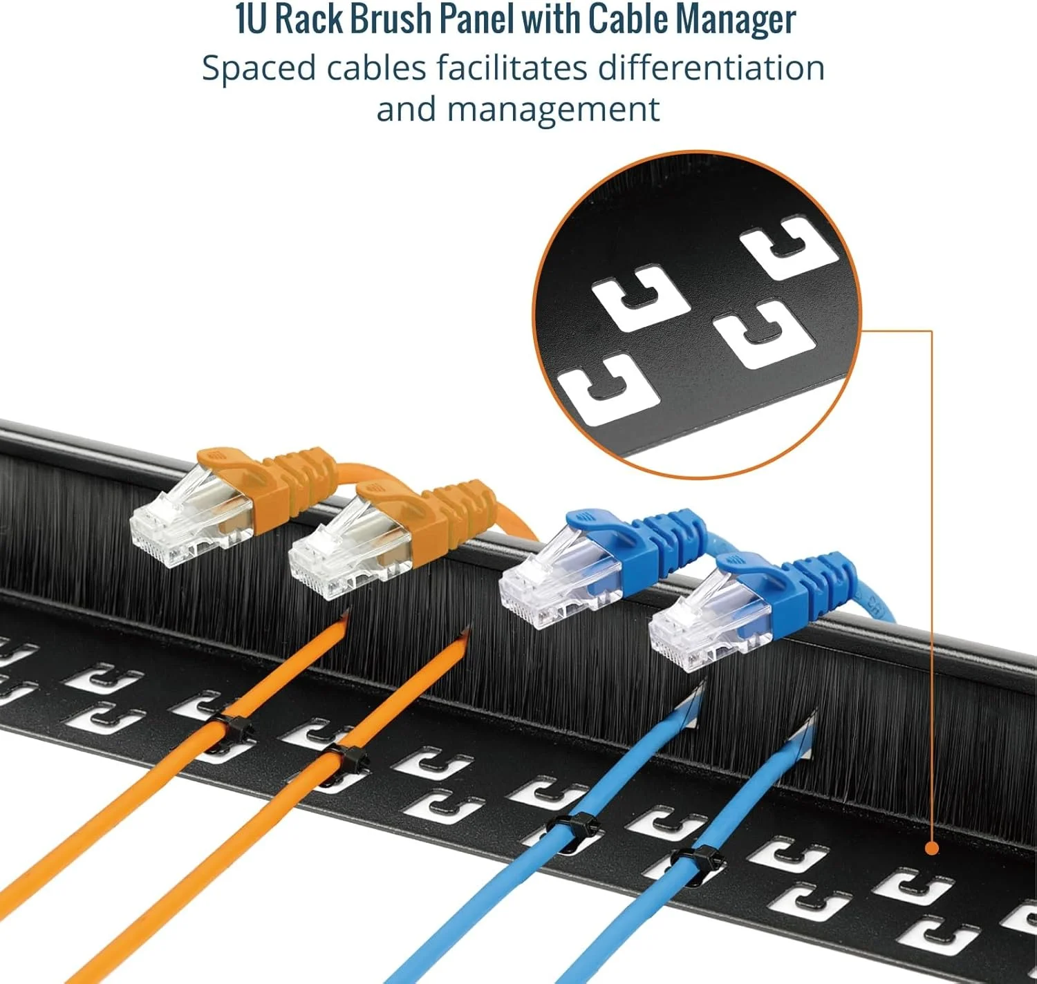 پنل برس دار 1U Tecmojo، صفحه نوار برس برای ورود و مدیریت کابل، سازمان دهنده کابل رک سرور با برس مرتب برای رک شبکه/رک سرور/محفظه کابینت 19 اینچی، مشکی
