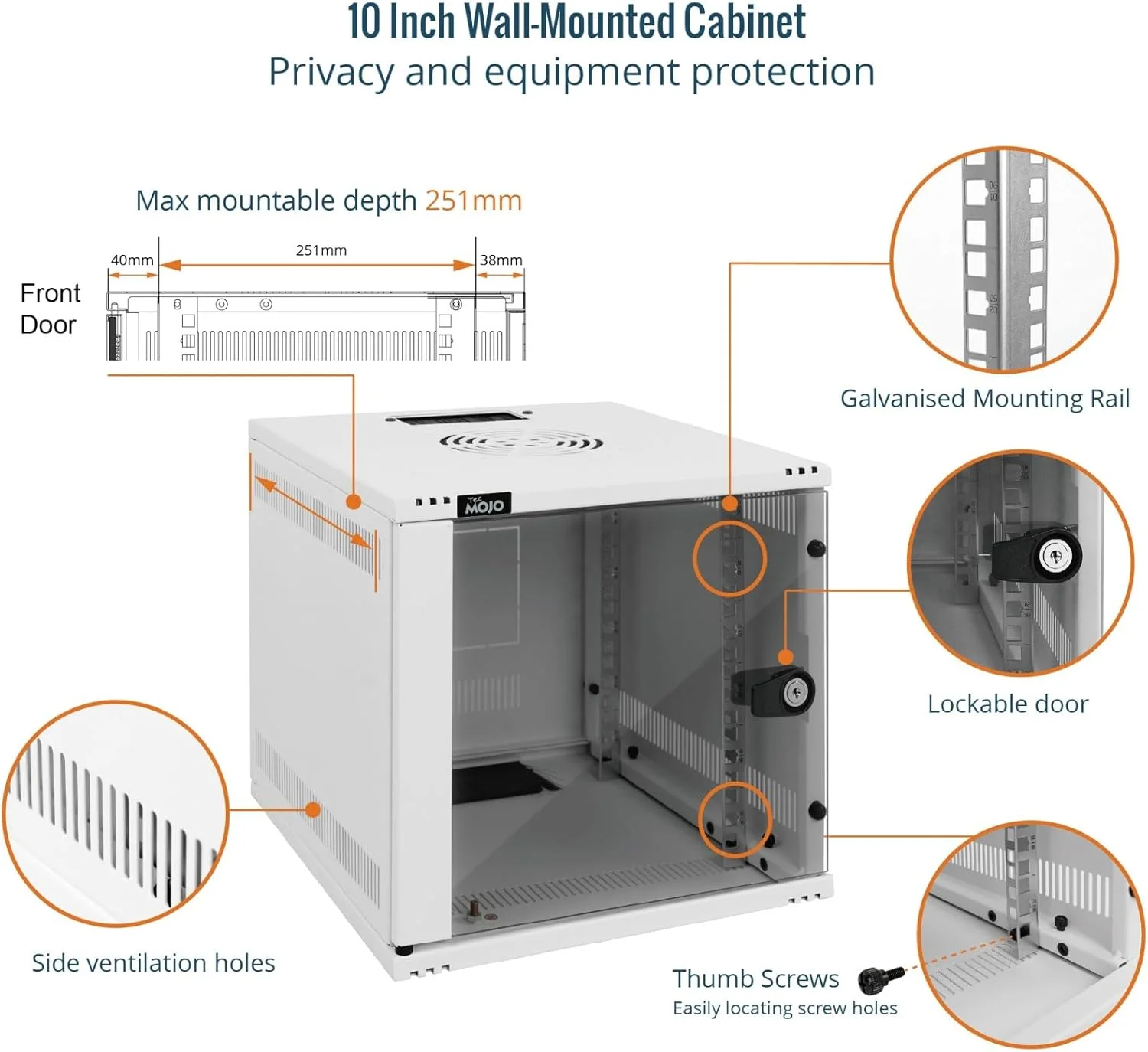 رک شبکه سرور Tecmojo 6U 10 اینچی، کابینت شبکه 10 اینچی با عمق 330 میلیمتر به همراه قفسه رک، پنلهای برسدار، سازماندهنده کابل برای دستگاههای کوچک AV/IT/Data، ظرفیت 50 کیلوگرم، سفید رک شبکه سرور Tecmojo 6U 10 اینچی، کابینت شبکه 10 اینچی با عمق 330 میلیمتر به همراه قفسه رک، پنلهای برسدار، سازماندهنده کابل برای دستگاههای کوچک AV/IT/Data، ظرفیت 50 کیلوگرم، سفید