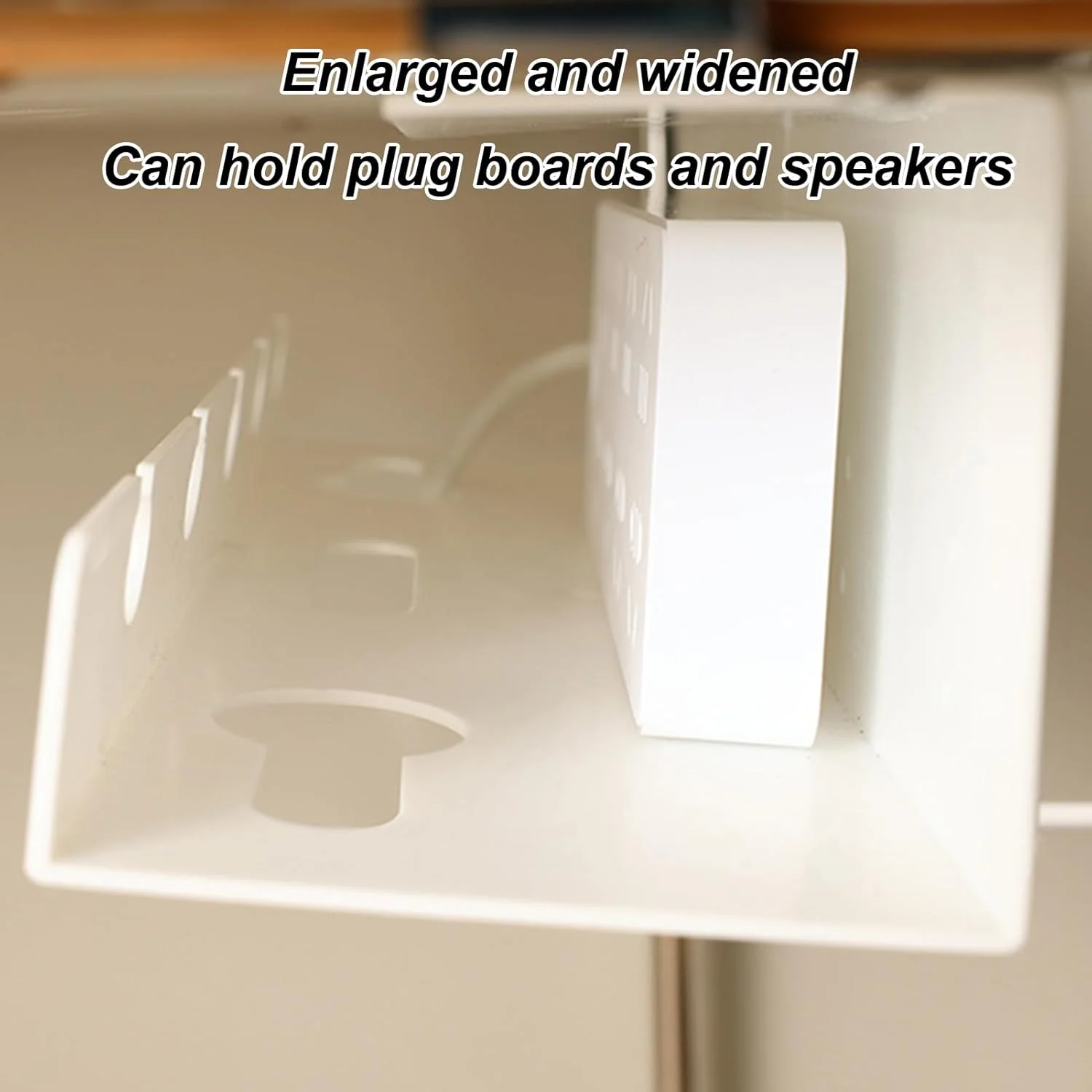 سینی مدیریت کابل زیر میز | استند نظم دهنده چندراهی برق - قفسه کابل مخفی چسبی بدون نیاز به دریل برای میز کار کامپیوتر و میز ایستاده سینی مدیریت کابل زیر میز | استند نظم دهنده چندراهی برق - قفسه کابل مخفی چسبی بدون نیاز به دریل برای میز کار کامپیوتر و میز ایستاده