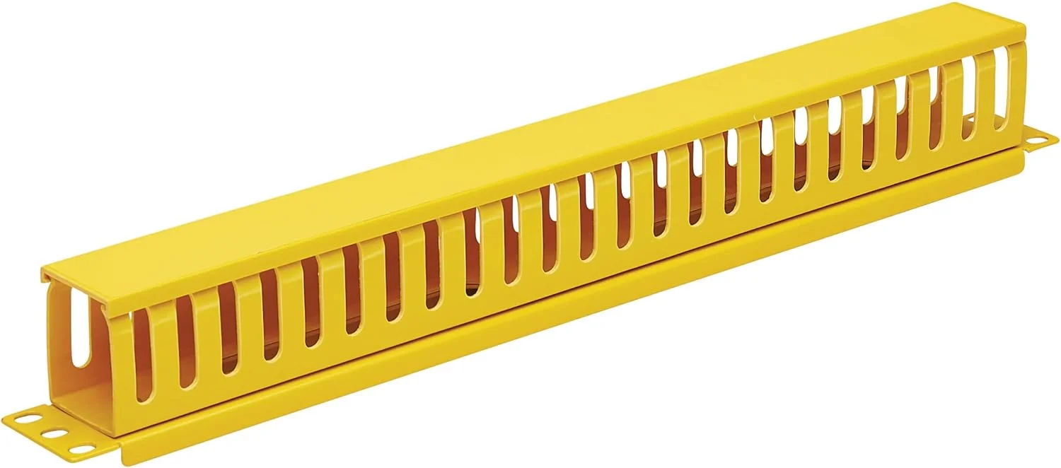 مدیریت کننده کابل افقی رک سرور Tripp Lite، داکت انگشتی با پوشش، فولاد زرد با دید بالا، نصب روی رک 1U، استاندارد 19 اینچ، 5 سال (SRCABLEDUCT1UFC)