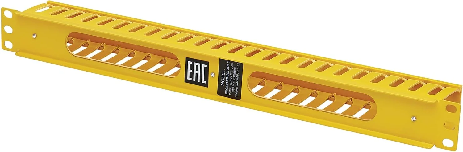 مدیریت کننده کابل افقی رک سرور Tripp Lite، داکت انگشتی با پوشش، فولاد زرد با دید بالا، نصب روی رک 1U، استاندارد 19 اینچ، 5 سال (SRCABLEDUCT1UFC)
