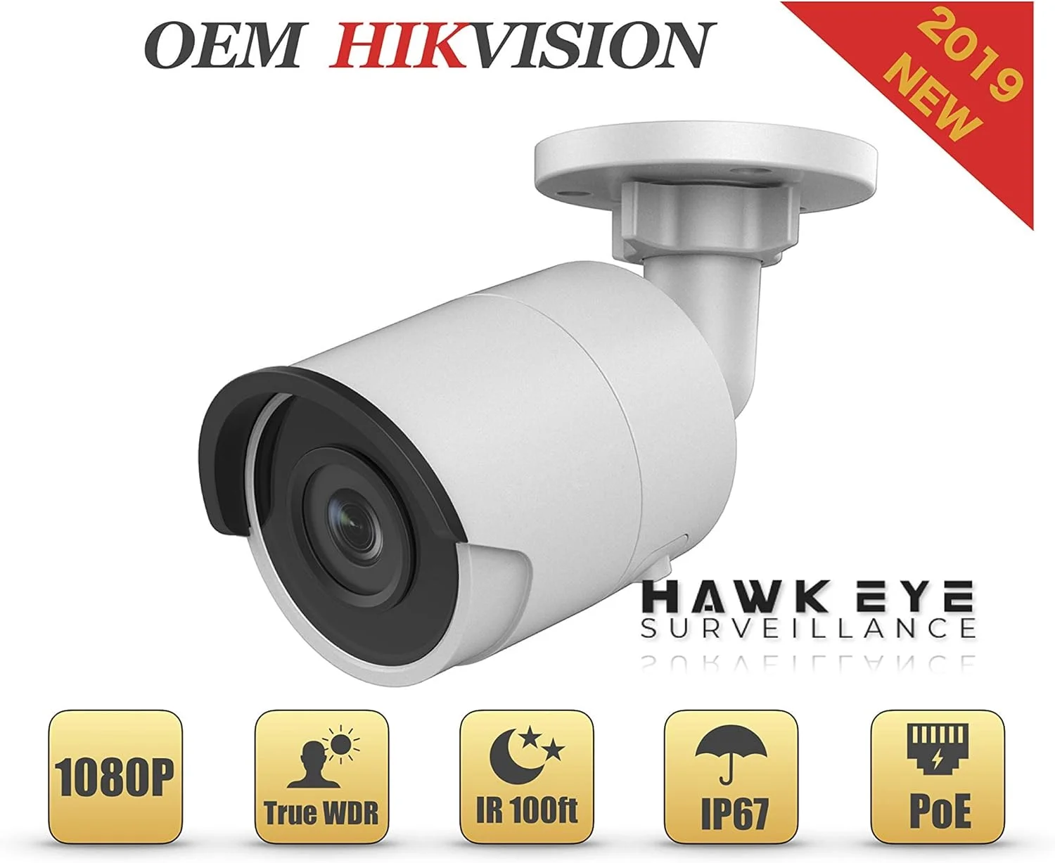 دوربین مداربسته تحت شبکه 2 مگاپیکسلی PoE - سازگار با DS-2CD2023G0-I بولت، مناسب فضای داخلی و خارجی، ضد آب و هوا، دید در شب IR، لنز 4 میلی متری، بهترین انتخاب برای امنیت خانه و کسب و کار،