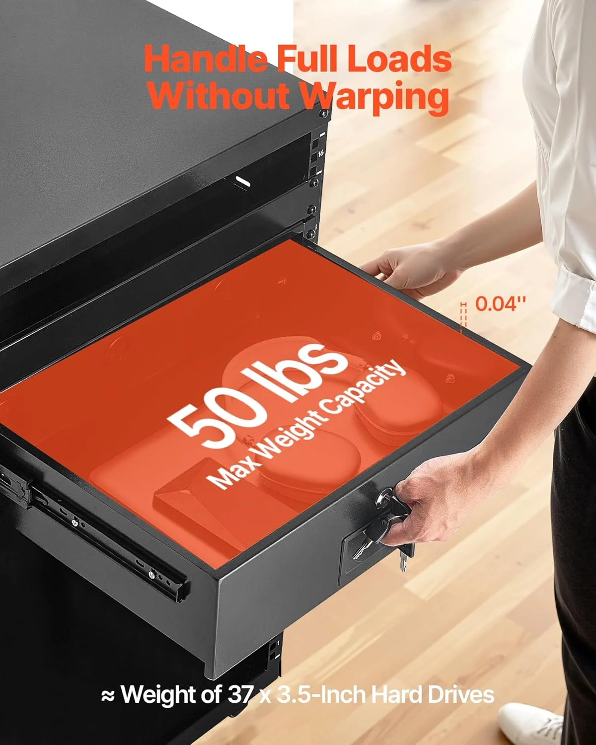 کشو رک ۳ یونیت VEVOR، ۲۲.۶۸ کیلوگرم، محفظه کابینت سرور قفل‌دار، کشو کشویی با قفل و سوراخ‌های مدیریت کابل، برای دستگاه شبکه ۴۸۲ میلی‌متری، رک AV سرور یا محفظه کابینت