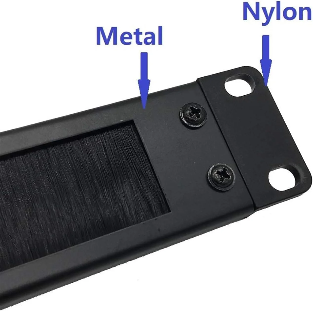 مدیریت کابل برس دار 1U فروشگاه سفید، پنل مدیریت کابل ضد گرد و غبار قابل نصب در رک، مدیریت کابل افقی برس دار برای رک های سرور، ساختار فلزی و نایلونی، مونتاژ آسان