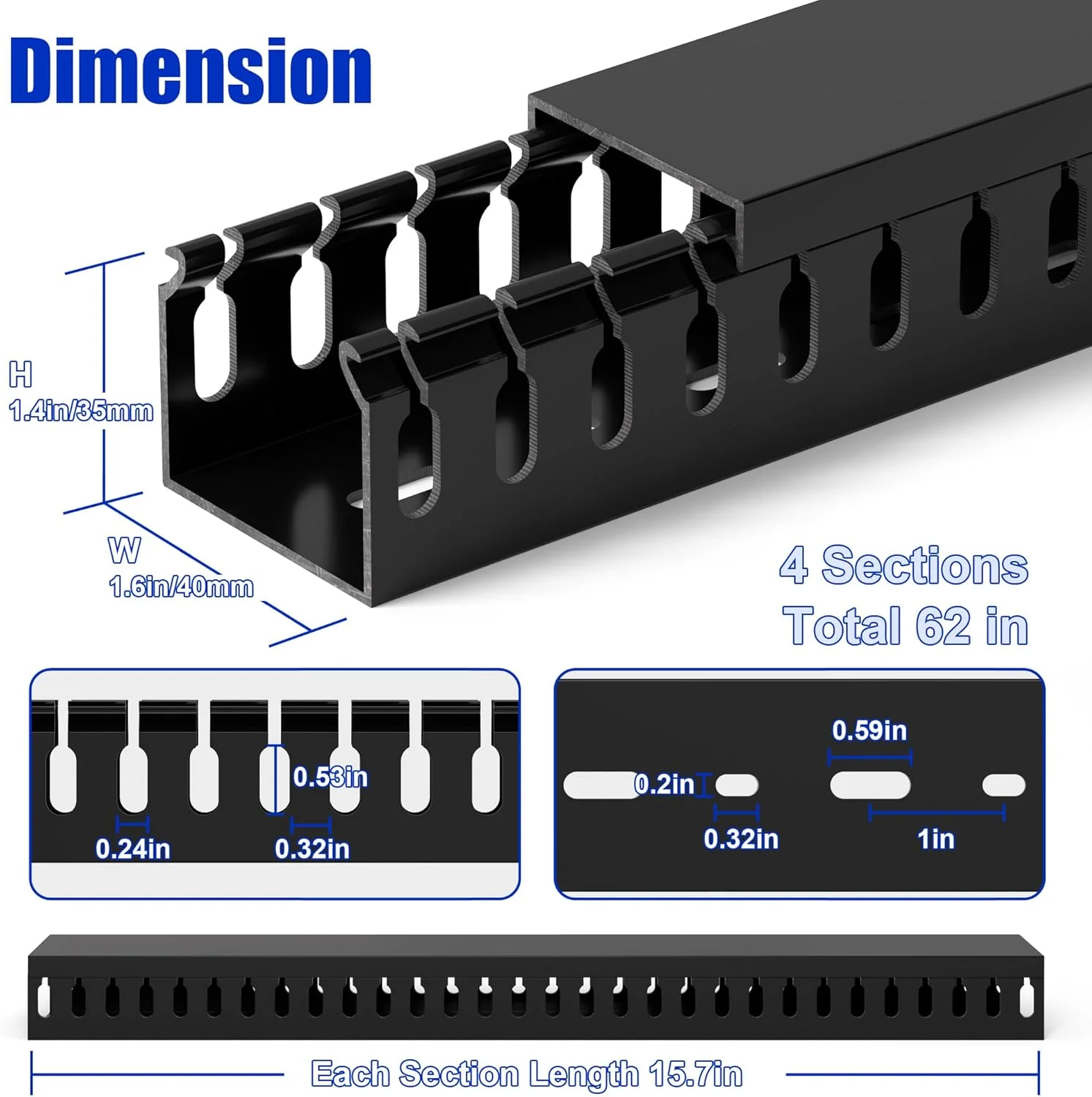 کانال مدیریت کابل رک سرور حرفه ای ZhiYo 160 سانتی متر (4 عدد 40 سانتی متری)، کیت کانال کابل 3.5x4 سانتی متر، کانال سیم کشی PVC با شکاف باز ایمن الکتریکی برای کابل های زیر میز/کامپیوتر/شبکه، مشکی کانال مدیریت کابل رک سرور حرفه ای ZhiYo 160 سانتی متر (4 عدد 40 سانتی متری)، کیت کانال کابل 3.5x4 سانتی متر، کانال سیم کشی PVC با شکاف باز ایمن الکتریکی برای کابل های زیر میز/کامپیوتر/شبکه، مشکی