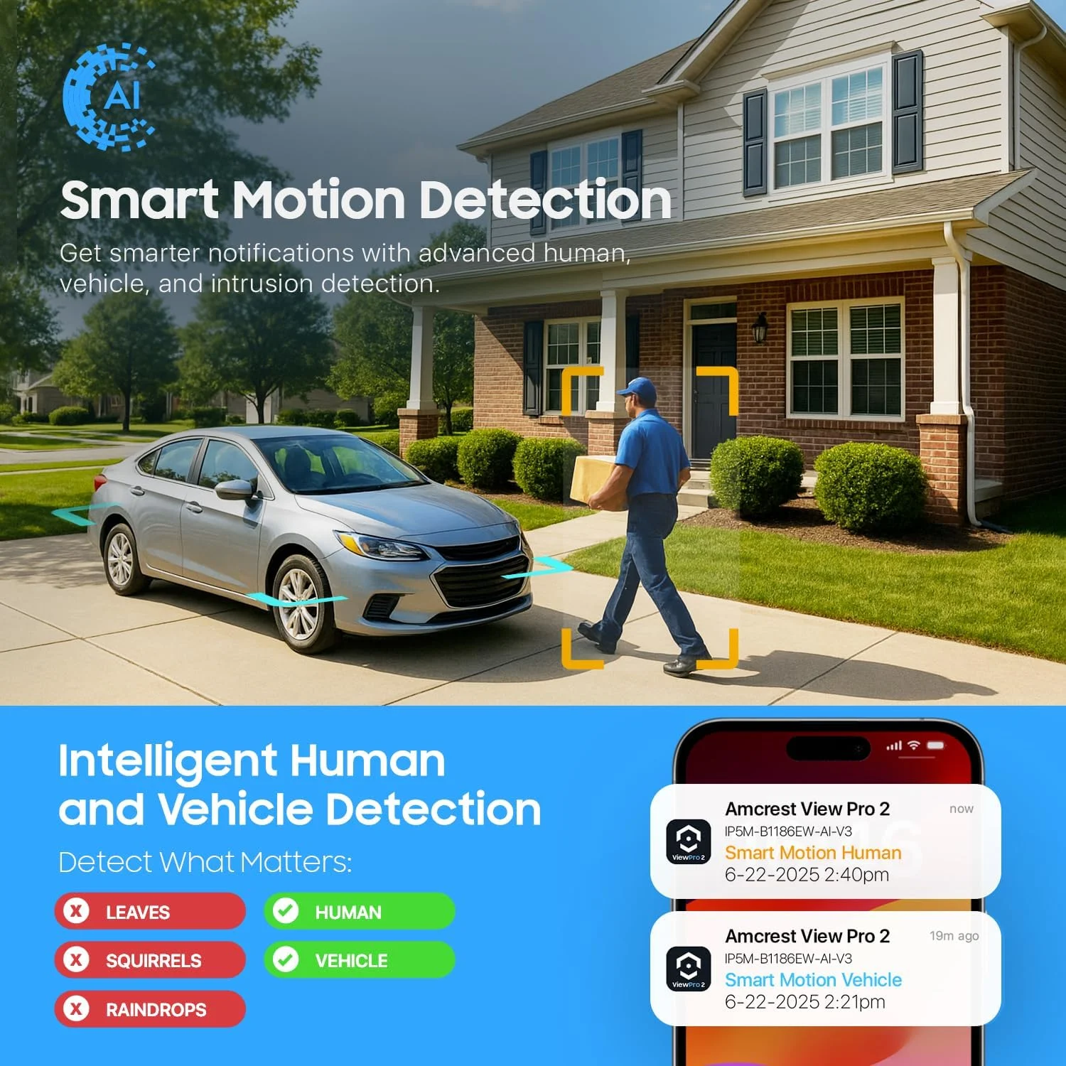 دوربین امنیتی بولت تحت شبکه 5 مگاپیکسلی UltraHD مناسب فضای باز Amcrest با رزولوشن 2592 x 1944p، ضد آب IP67، زاویه دید 103 درجه، لنز 2.8 میلی‌متری، دید در شب 30 متری، مدل IP5M-B1186EW-28MM (سفید)