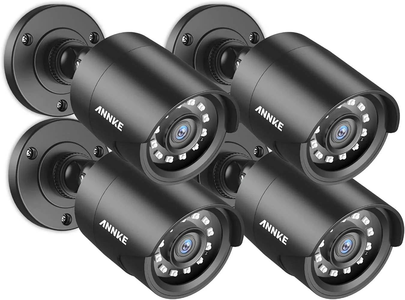 دوربین مداربسته بولت امنیتی منزل ANNKE با کیفیت 720P HD، ضد آب IP66، دید در شب/روز تا 30 متر، مناسب فضای داخلی و خارجی - بسته 4 عددی