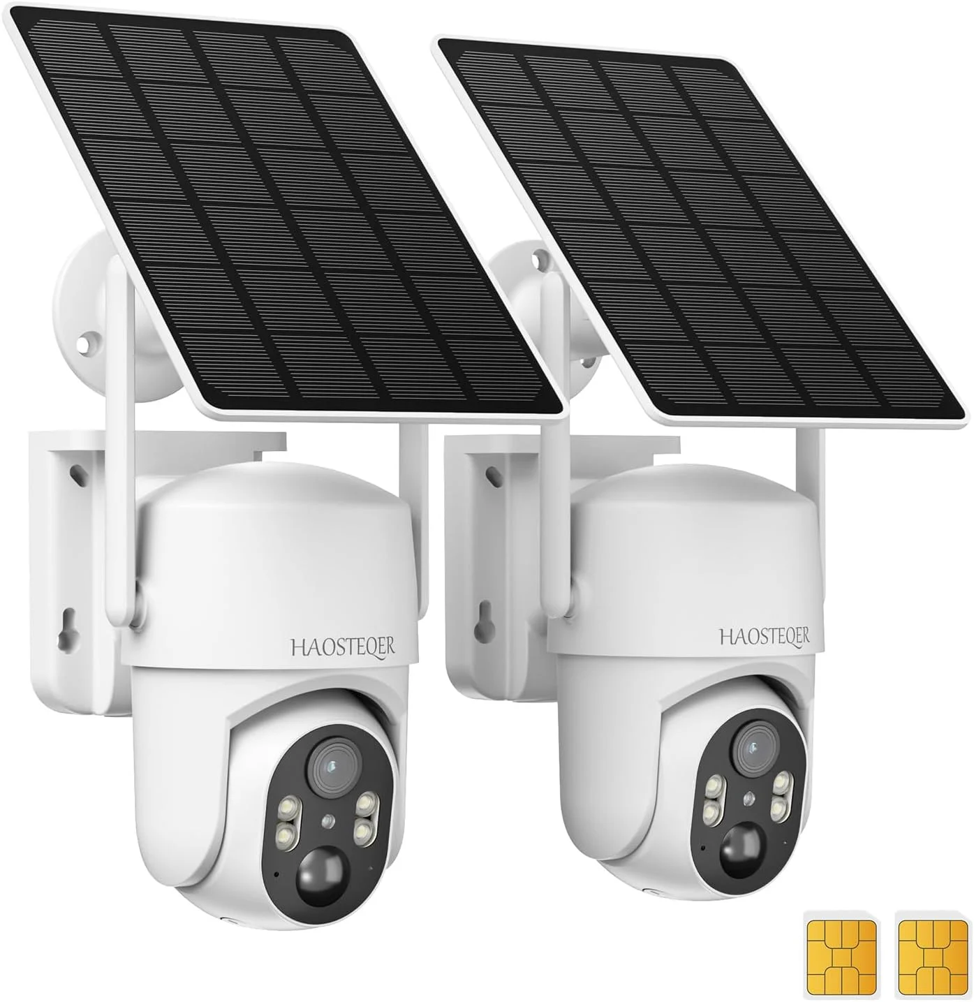 دوربین مداربسته بی‌سیم 4G، دوربین‌های خورشیدی با باتری برای امنیت خانه، دید 360 درجه، ارتباط دو طرفه، دید در شب رنگی 2K HD، حسگر انسانی PIR، فضای ابری/SD، هشدارهای برنامه تلفن، بسته 2 عددی