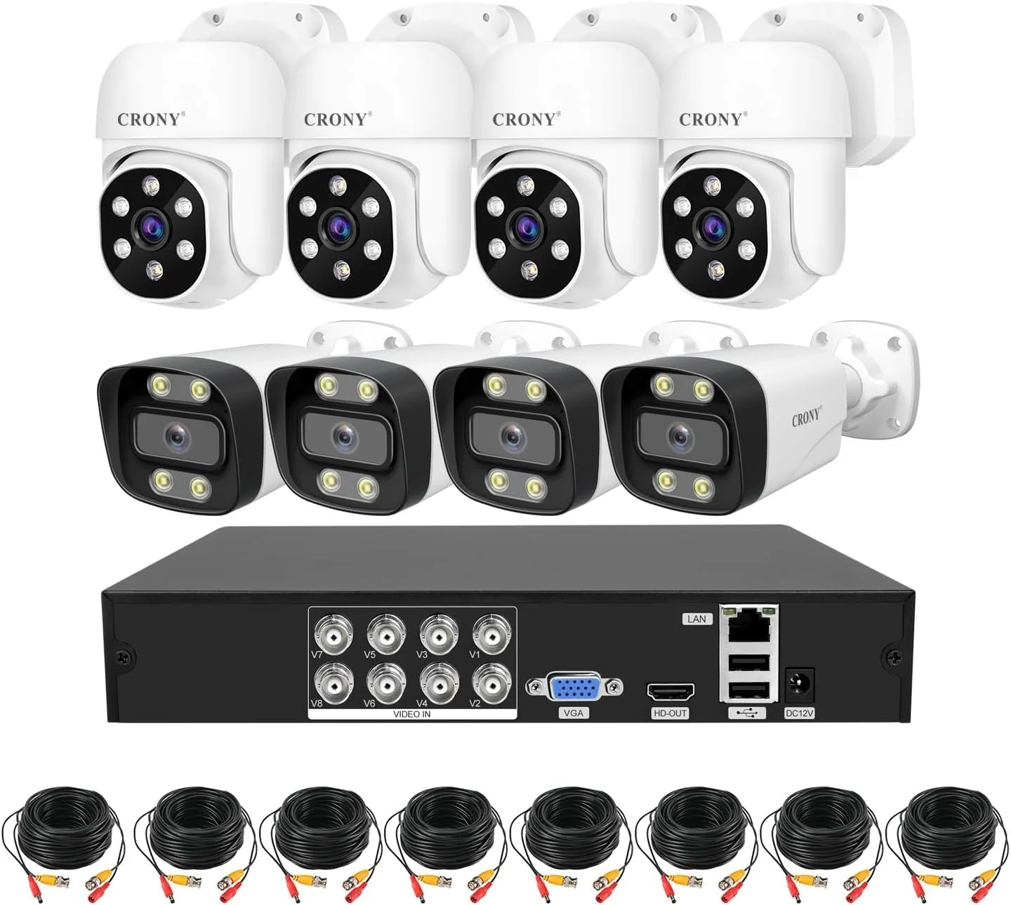 سیستم دوربین مداربسته سیمی CRONY - NVS008 5-1 5MN HD نظارتی 8 کانال 5 مگاپیکسل کیت XVR نظارتی داخلی و خارجی با 8 عدد دوربین HD و 1 عدد XVR با دید در شب صوتی، تشخیص حرکت و آلارم سیستم دوربین مداربسته سیمی CRONY - NVS008 5-1 5MN HD نظارتی 8 کانال 5 مگاپیکسل کیت XVR نظارتی داخلی و خارجی با 8 عدد دوربین HD و 1 عدد XVR با دید در شب صوتی، تشخیص حرکت و آلارم